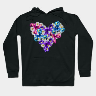 Daisy Iris Heart Flower Floral Pattern Daisies Hoodie